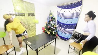 Real homemade threesome - Old man fucks two young women