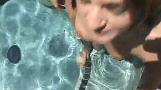 Poolside slatterns slobber cock🍆, 3-fanged group shag