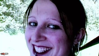 Dark-haired beauty Lou-ann gets lifted ride with intense butt🍑 banging