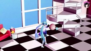 Three depraved Asian cartoon nymphs engage in lewd 3D sex