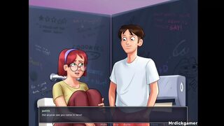 Summertime saga sexy huge tits is covered with a lot