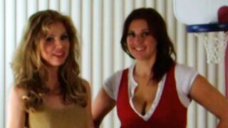 A sizzling game of strip basketball with two gorgeous girls