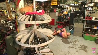 Sexy blonde chick gets pounded by a machine in her