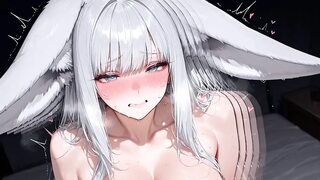 Silver Hair, Beauty, Beast Ears, Colossal Tits, Masturbation, Nipples, Areolas, Squirting