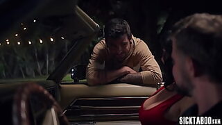 Sexy big ass MILF Little Puck swallowed huge dick and enjoyed hardcore threesome sex with stranger and her boyfriend