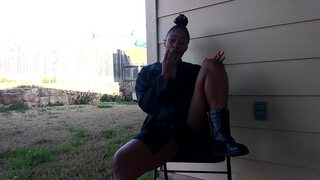 SweetButtTasty smoking and fingering herself in the backyard!!!!!