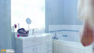 Busty Blonde Gets Pierced Pussy Kissed and Pumped by Her