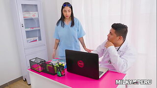 Nurse Gobbles Patient's Entire Load On Her Massive Bosoms